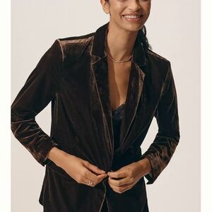 Anthropologie Dark Brown Velvet Blazer